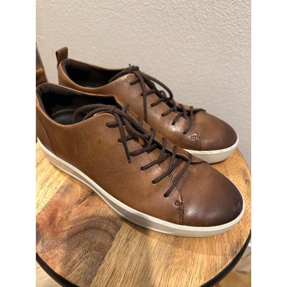 Ecco Brown Leather Casual Sneakers - Picture 3 of 8